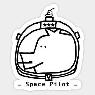 Space Pilot Pig Portrait Minimal Line Drawing Sticker